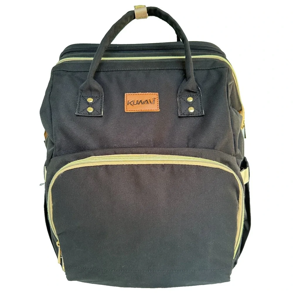 Diaper Bag Backpack Black Portable Bassinet Changing Station Insulated Pockets